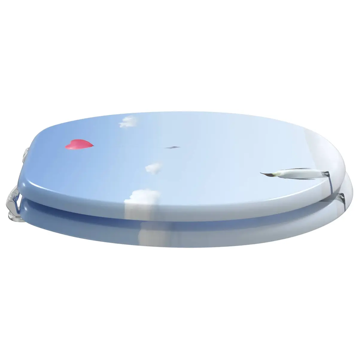 Toilet Seat Soft-Close Blue MDF Board 44 x 38 cm