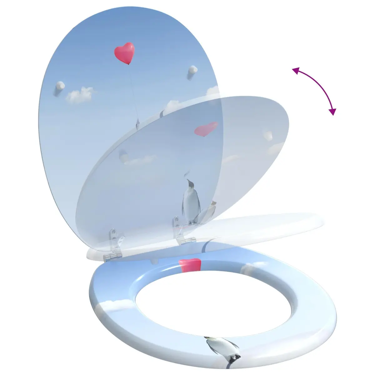 Toilet Seat Soft-Close Blue MDF Board 44 x 38 cm