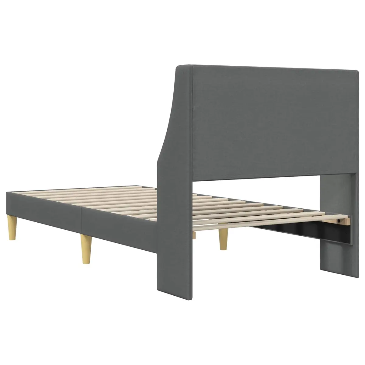 Bed Frame with Wall-Mounted Headboard Modern Bedroom Furniture Plywood Curved