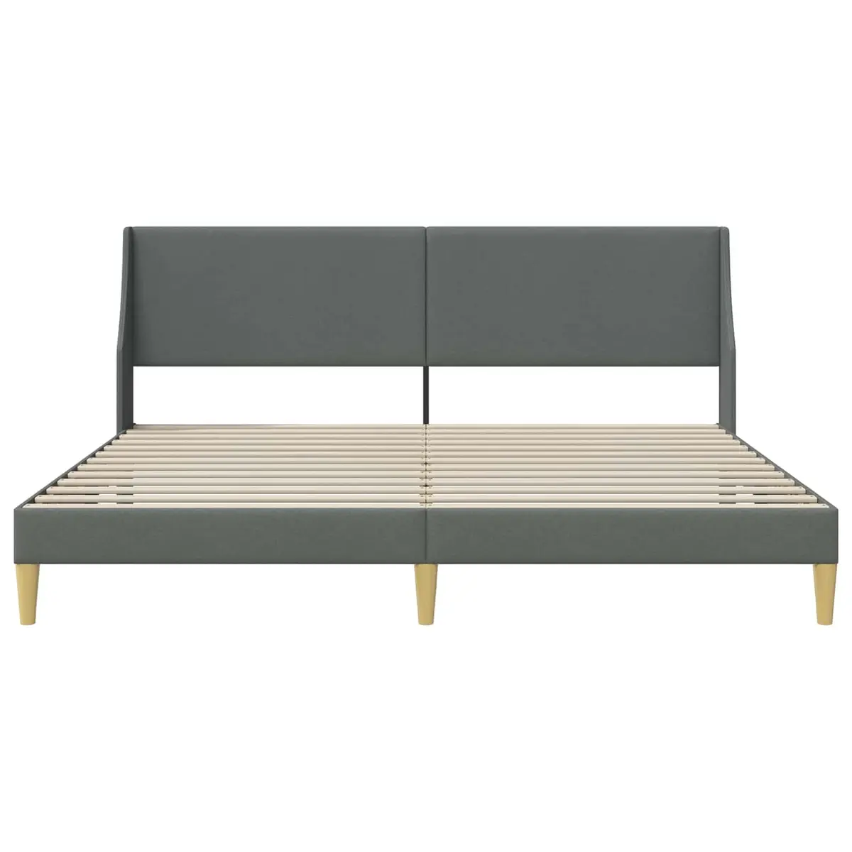 Bed Frame with Wall-Mounted Headboard Curved Slats Modern Design Bedroom