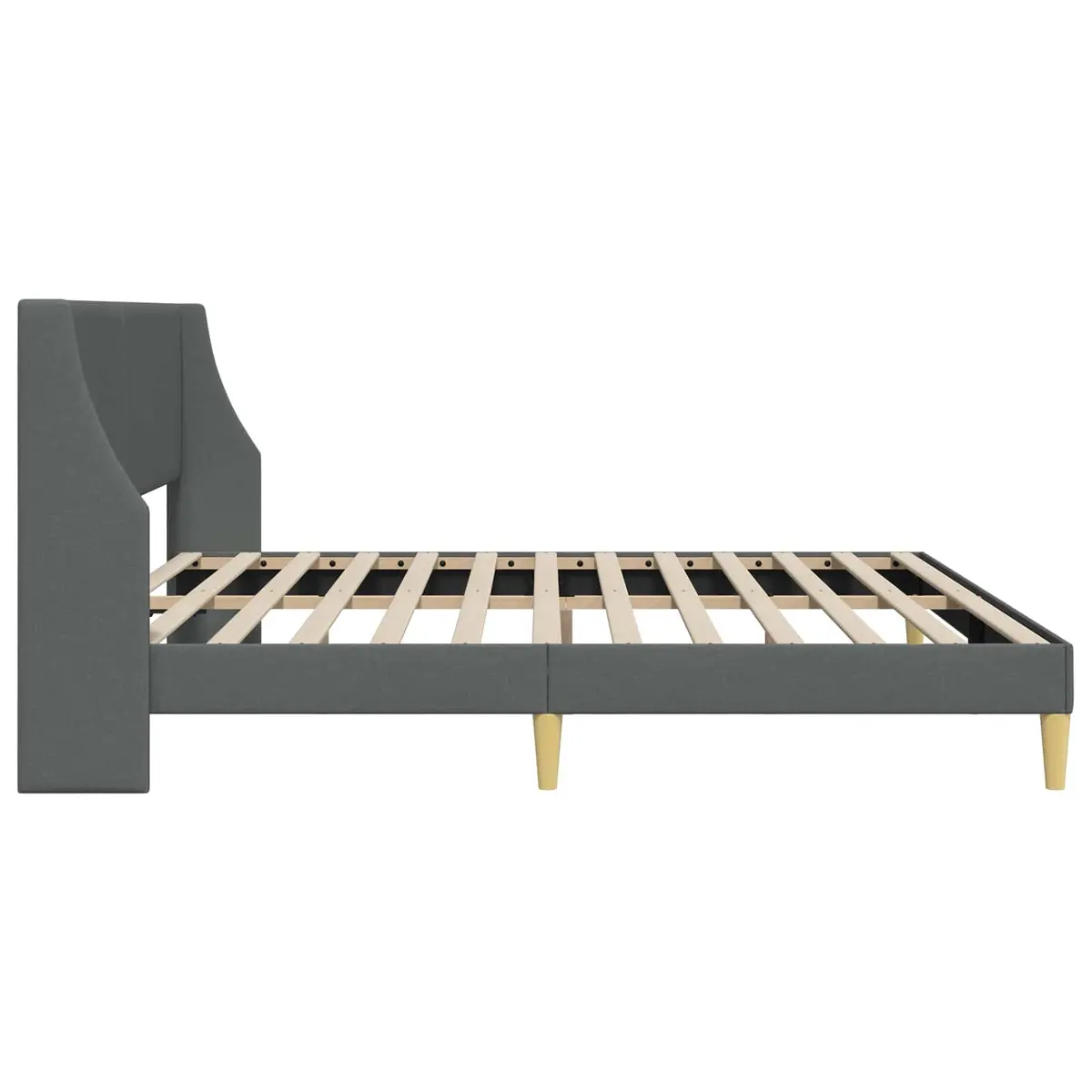 Bed Frame with Wall-Mounted Headboard Curved Slats Modern Design Bedroom