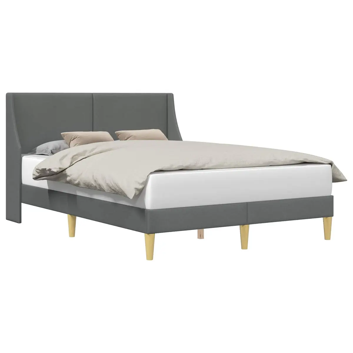 Bed Frame Fabric Headboard Dark Grey 153 x 203 cm Rectangular