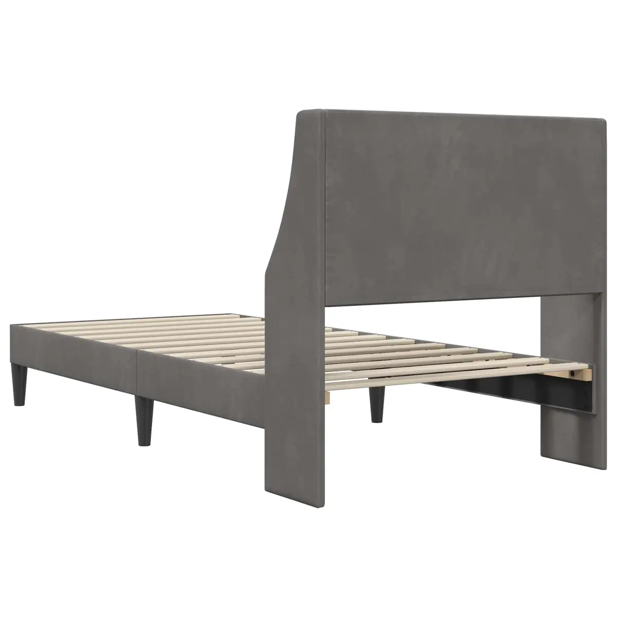 Bed Frame with Headboard Grey 90 x 190 cm Velvet Modern Bedroom Furniture