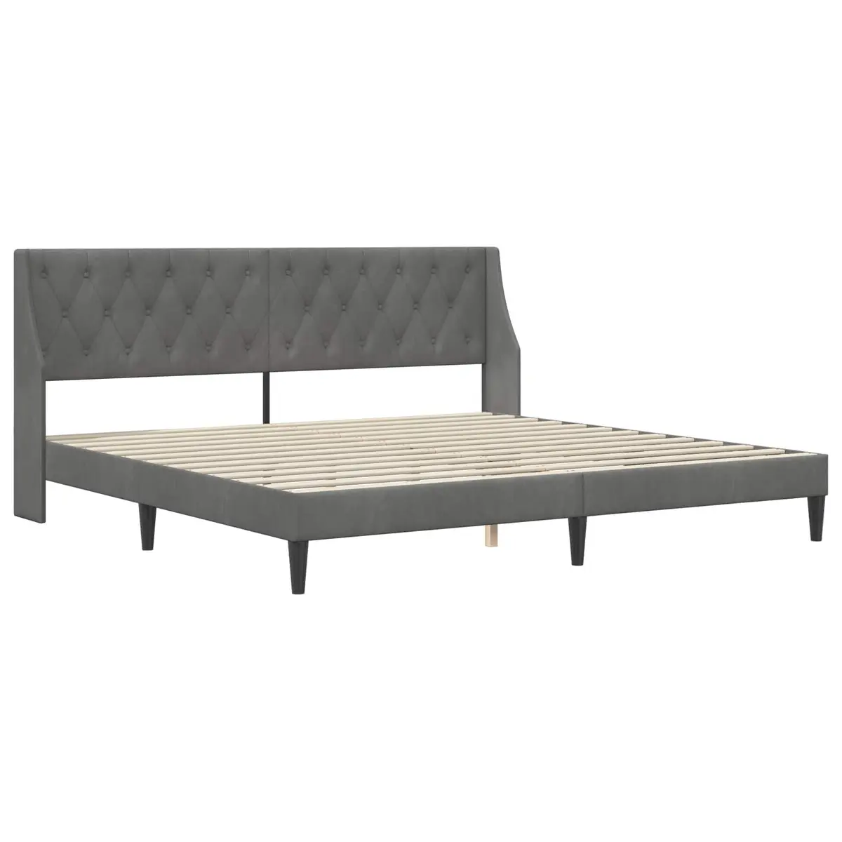 Bed Frame with Headboard Grey 180 x 200 cm Velvet Modern Bedroom Furniture