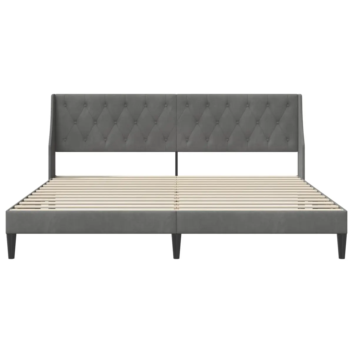 Bed Frame with Headboard Grey 180 x 200 cm Velvet Modern Bedroom Furniture