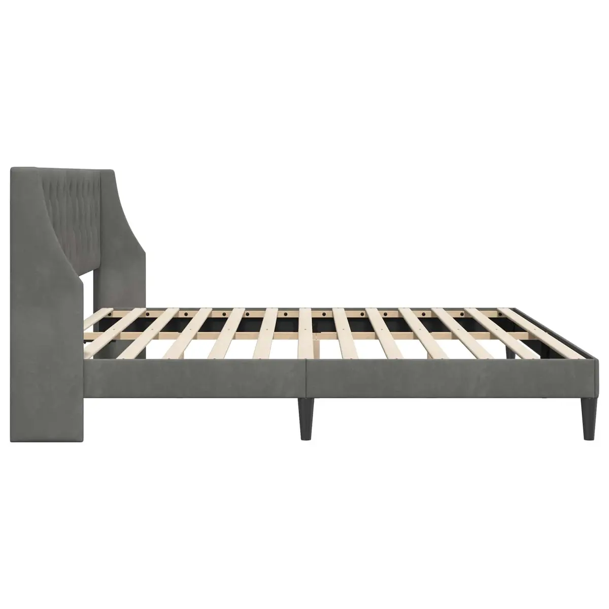 Bed Frame with Headboard Grey 180 x 200 cm Velvet Modern Bedroom Furniture