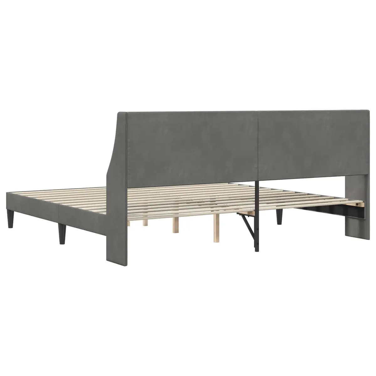 Bed Frame with Headboard Grey 180 x 200 cm Velvet Modern Bedroom Furniture