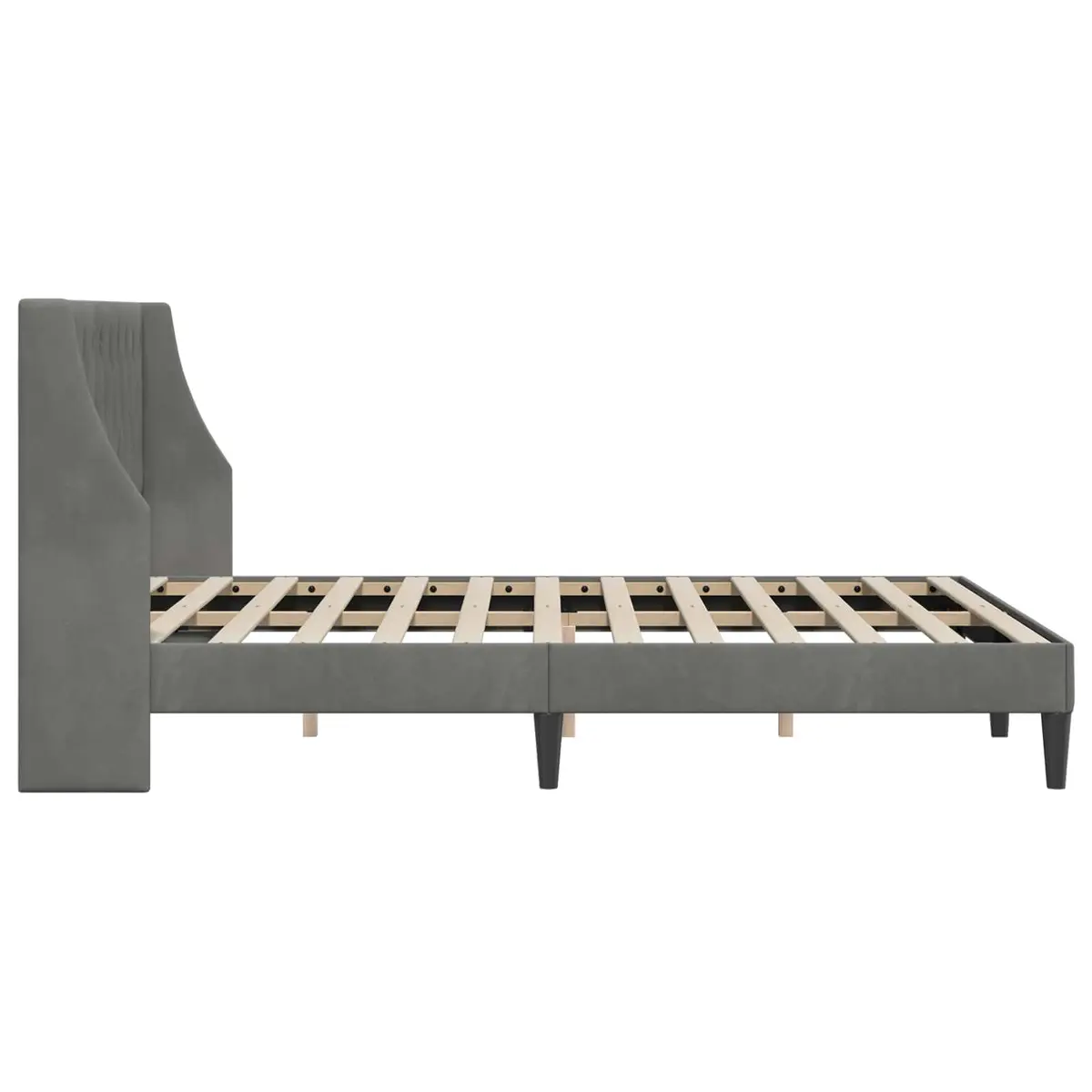 Bed Frame with Velvet Headboard Dark Grey 137 x 190 cm Modern Bedroom Furniture