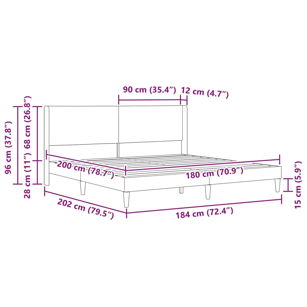 Grey Velvet Bed Frame 180 x 200 cm