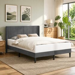 Your Modern Dark Grey Velvet Bed Frame Awaits: 153 x 203 cm
