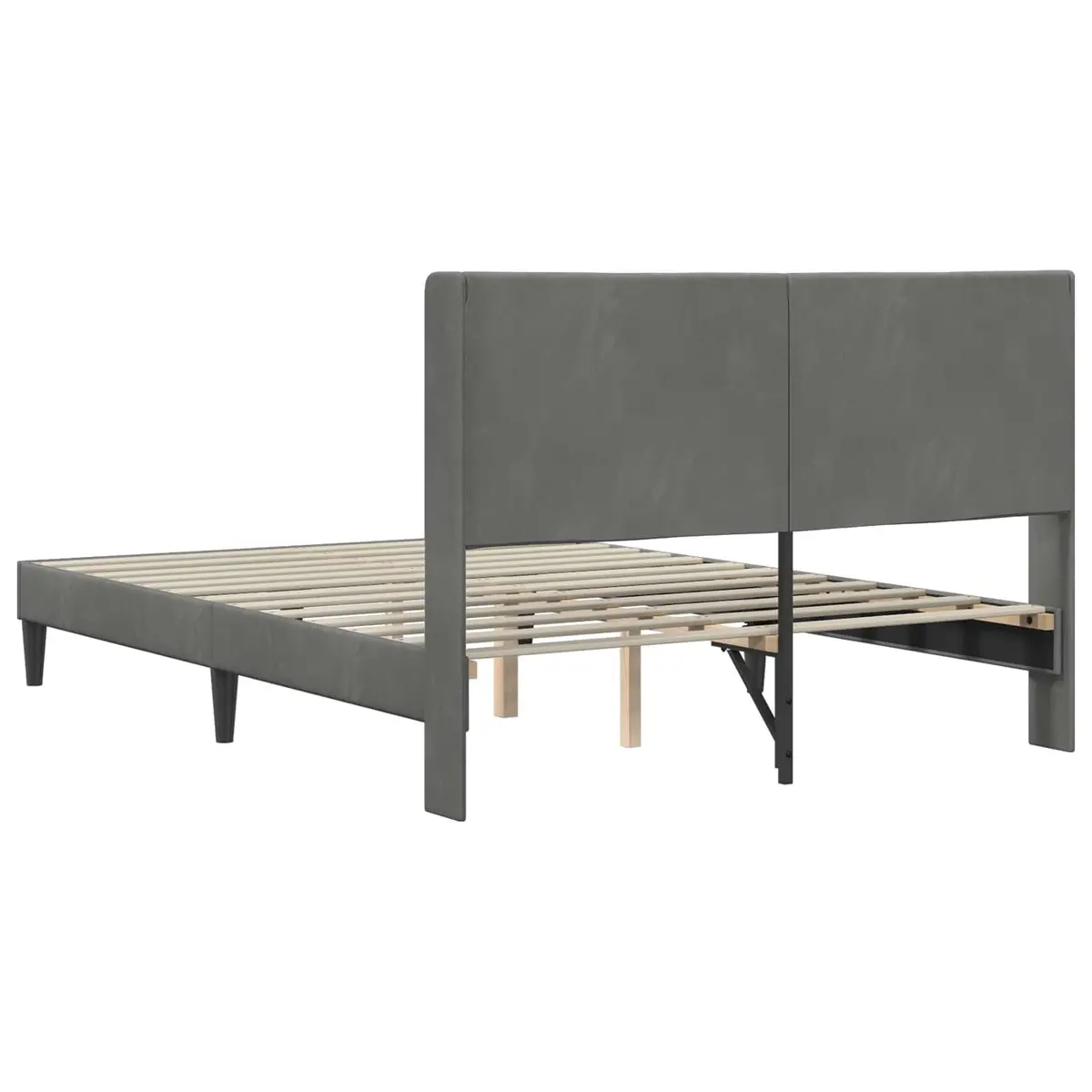 Bed Frame with Velvet Headboard Dark Grey 153 x 203 cm Modern Bedroom Furniture