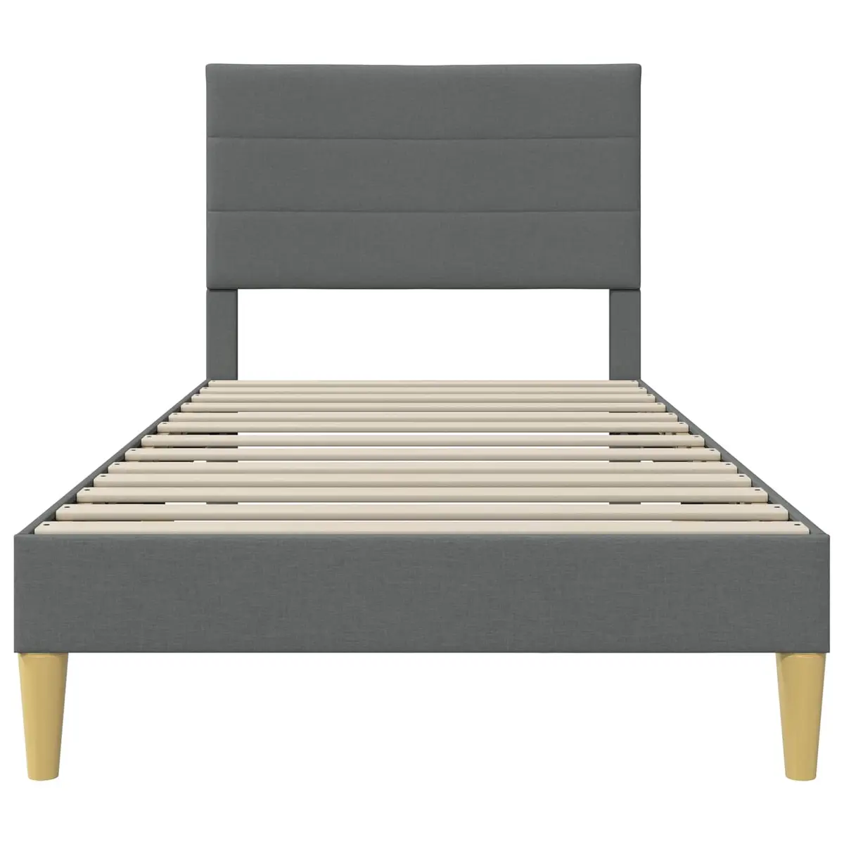 Grey Fabric Bed Frame with Headboard Modern Bedroom Furniture 90 x 190 cm