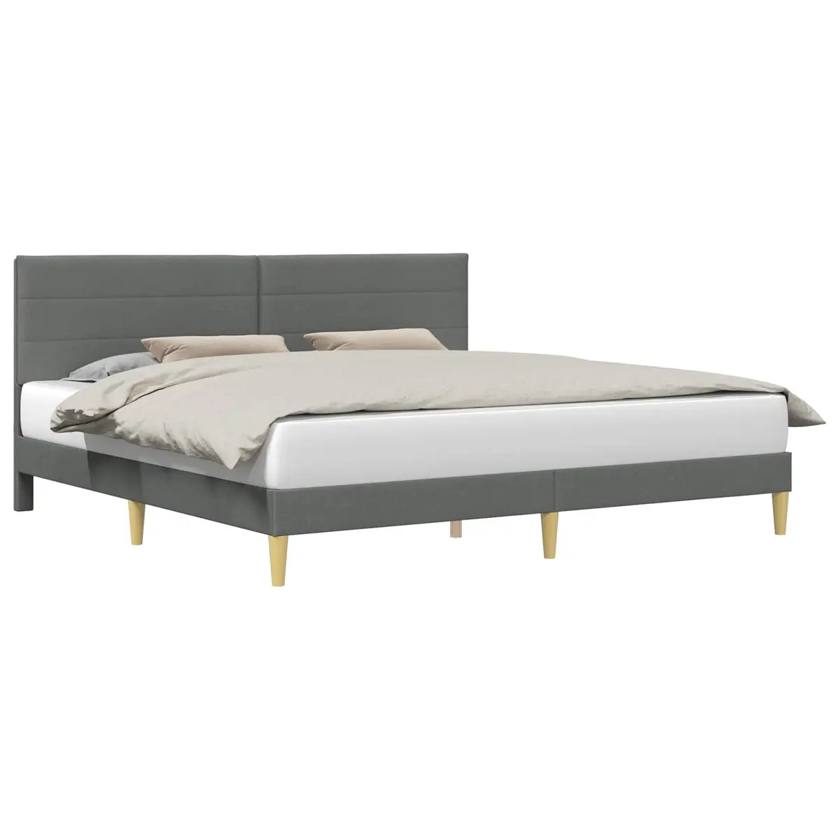 Bed Frame Grey Fabric Upholstered 180 x 200 cm