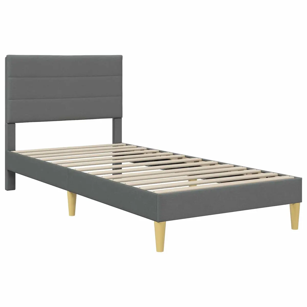 Dark Grey Bed Frame with Upholstered Headboard