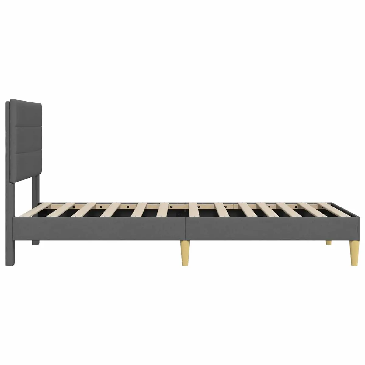 Dark Grey Bed Frame with Upholstered Headboard