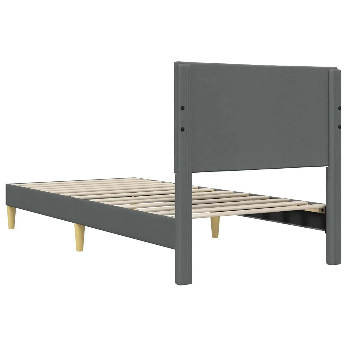 Dark Grey Bed Frame with Upholstered Headboard
