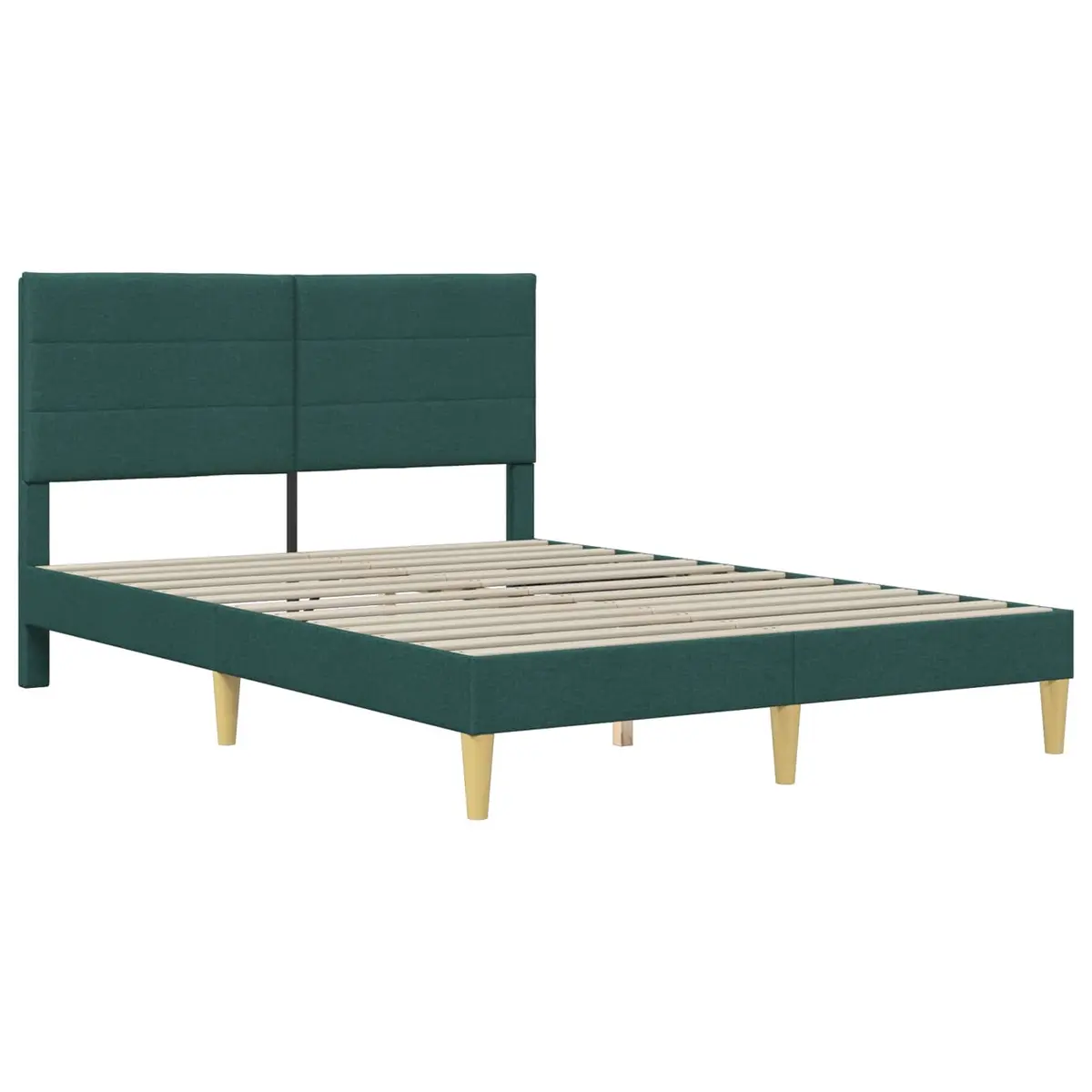 Bed Frame Dark Grey Fabric Headboard 137x190cm Plywood Construction