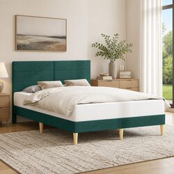 Your Perfect Dark Grey Bed Frame with Fabric Headboard 153x203cm