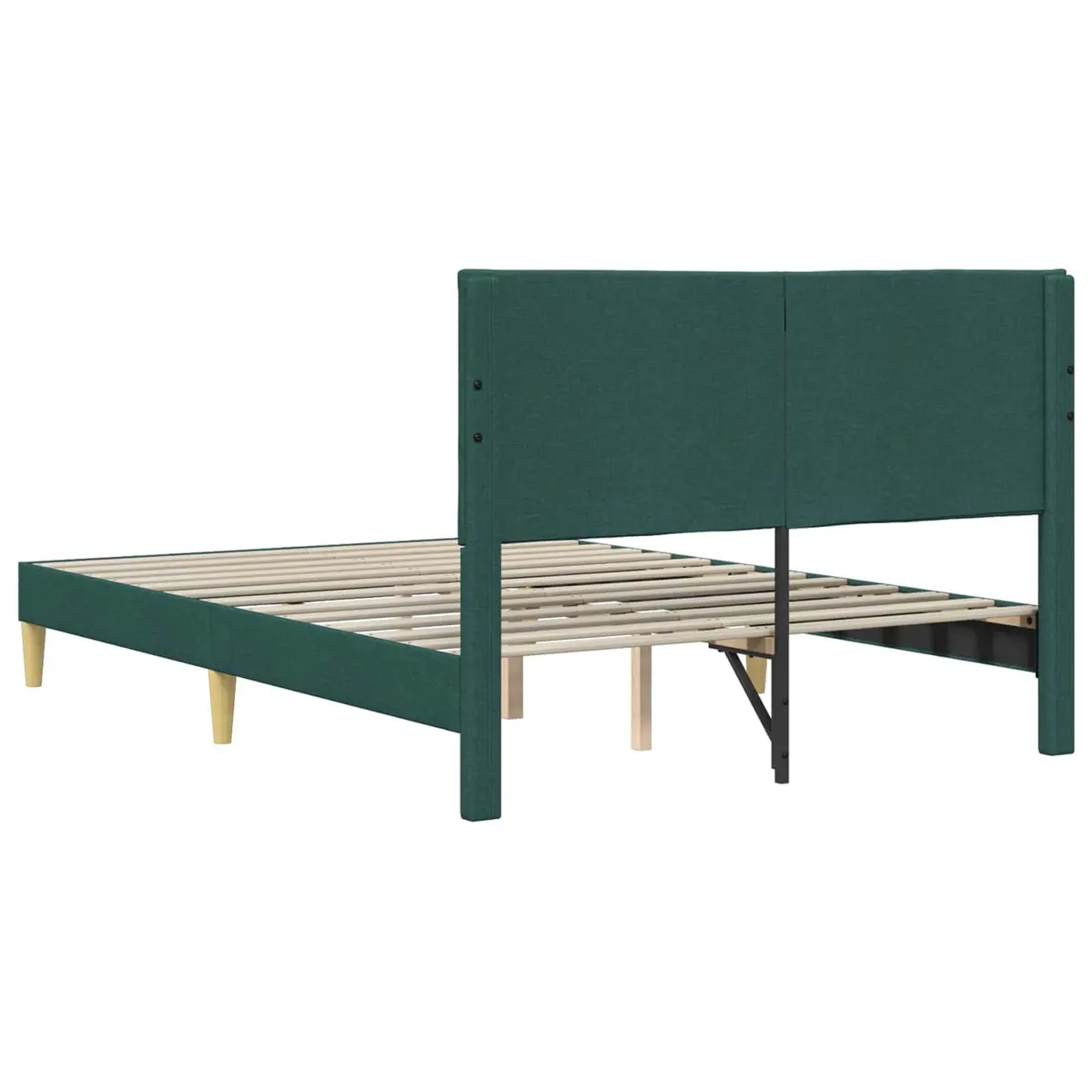 Dark Grey Bed Frame with Fabric Headboard 153x203cm