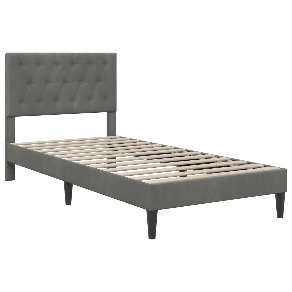 Bed Frame with Headboard Dark Grey Velvet 90 x 190 cm Modern Bedroom Furniture