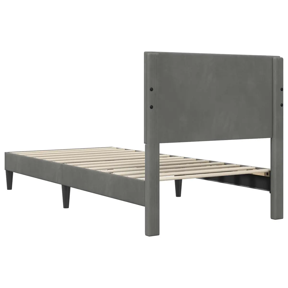 Bed Frame with Headboard Dark Grey Velvet 90 x 190 cm Modern Bedroom Furniture