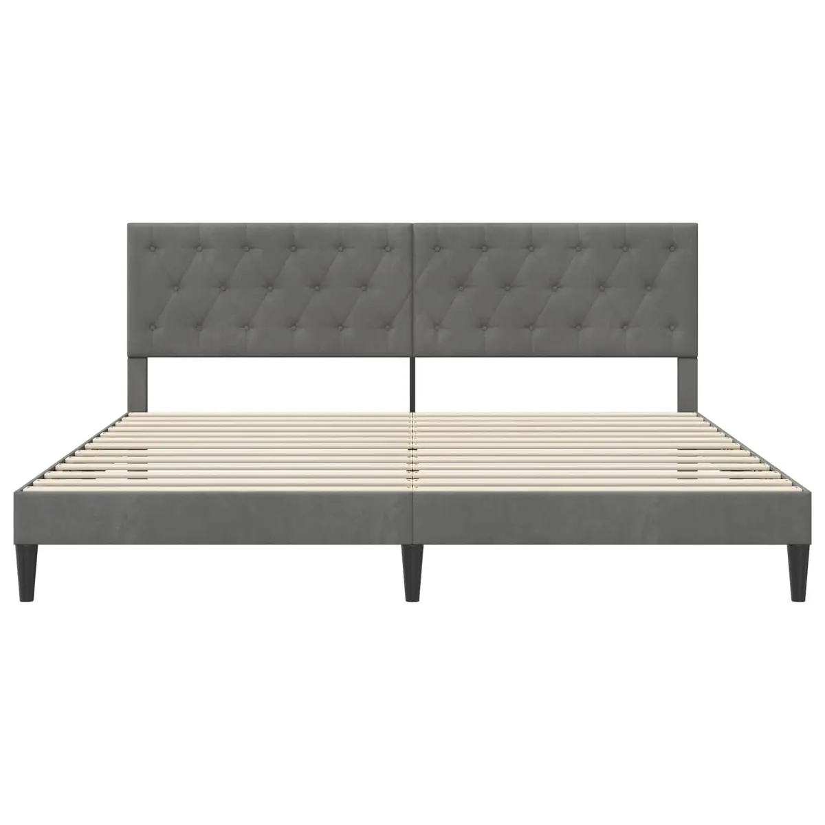 Grey Velvet Bed Frame with Headboard 180 x 200 cm