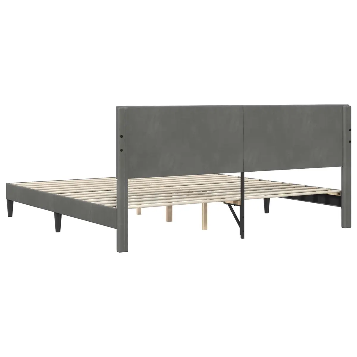 Grey Velvet Bed Frame with Headboard 180 x 200 cm