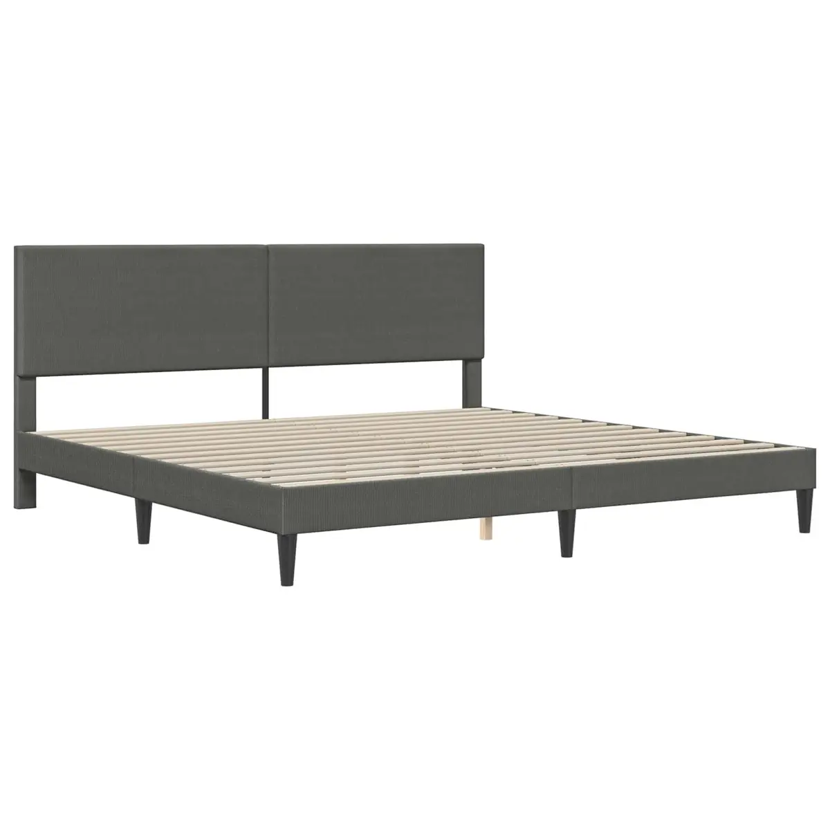 Bed Frame with Headboard Corduroy Fabric Dark Grey 180 x 200 cm