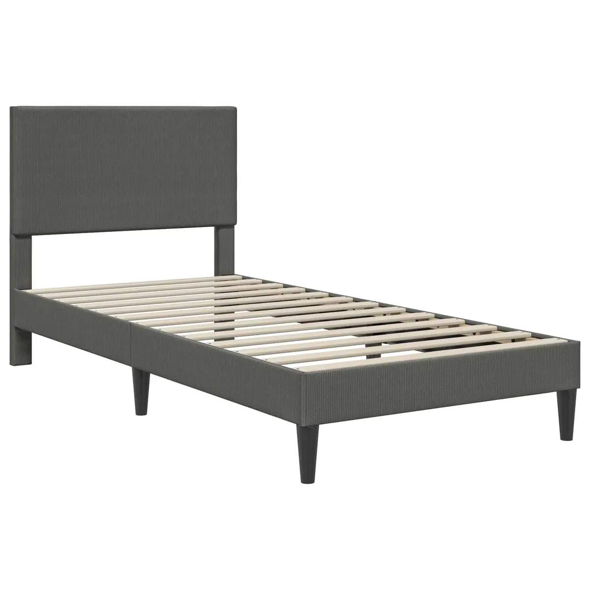 Bed Frame Corduroy Upholstered Dark Grey 107 x 203 cm