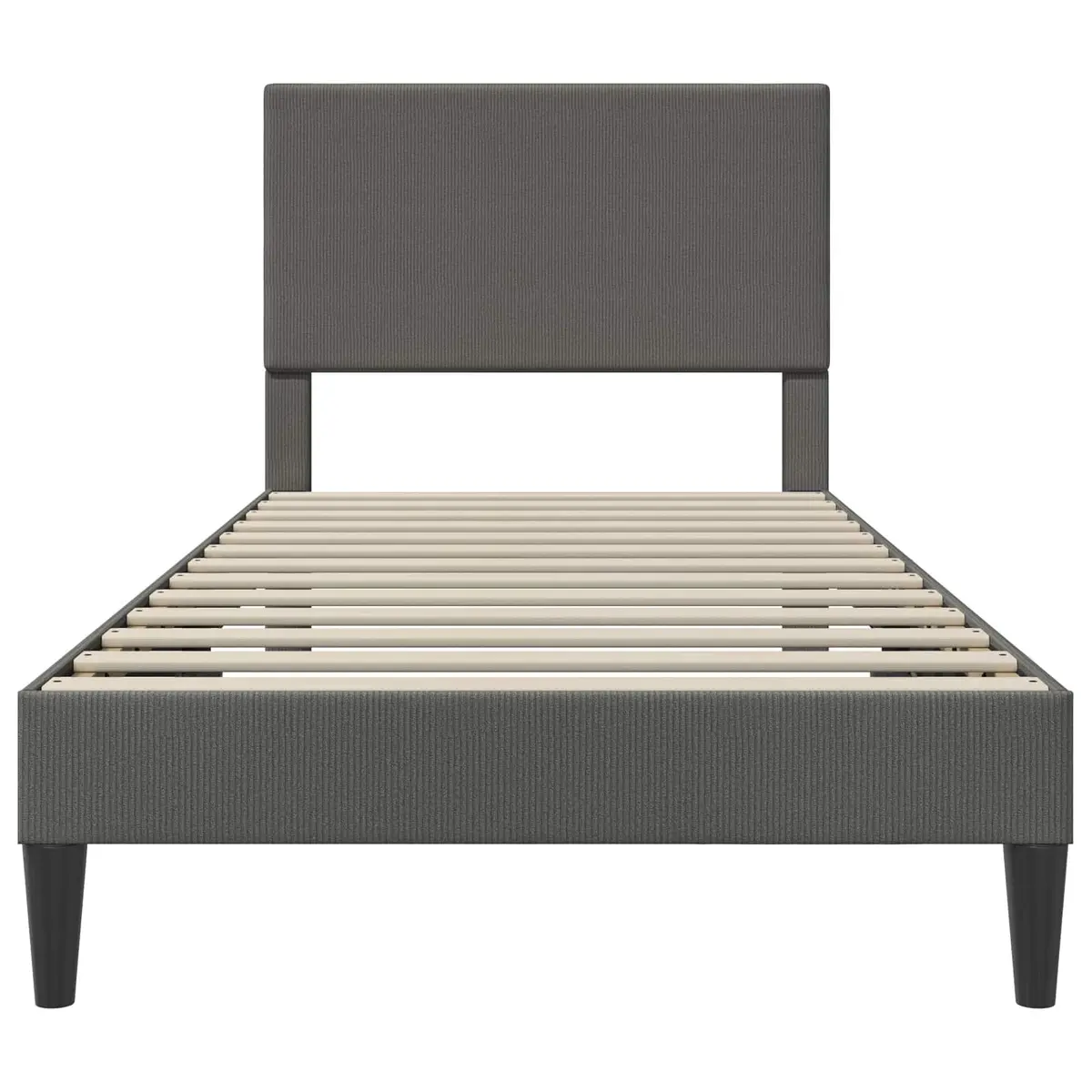 Bed Frame Corduroy Upholstered Dark Grey 107 x 203 cm