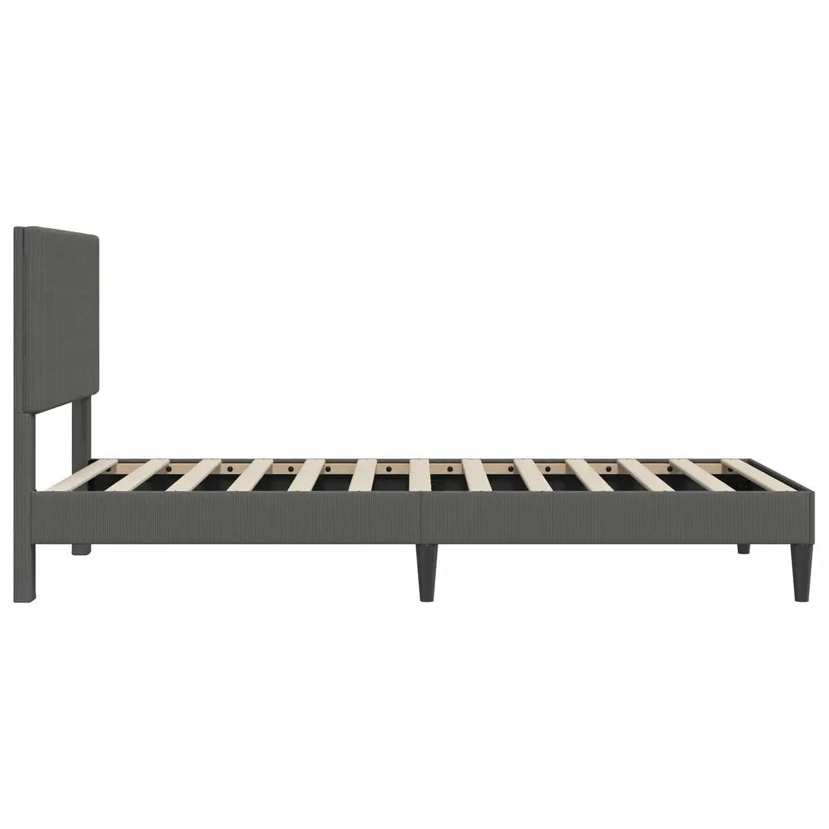 Bed Frame Corduroy Upholstered Dark Grey 107 x 203 cm