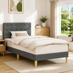 Your Grey Bed Frame with Headboard 90 x 190 cm