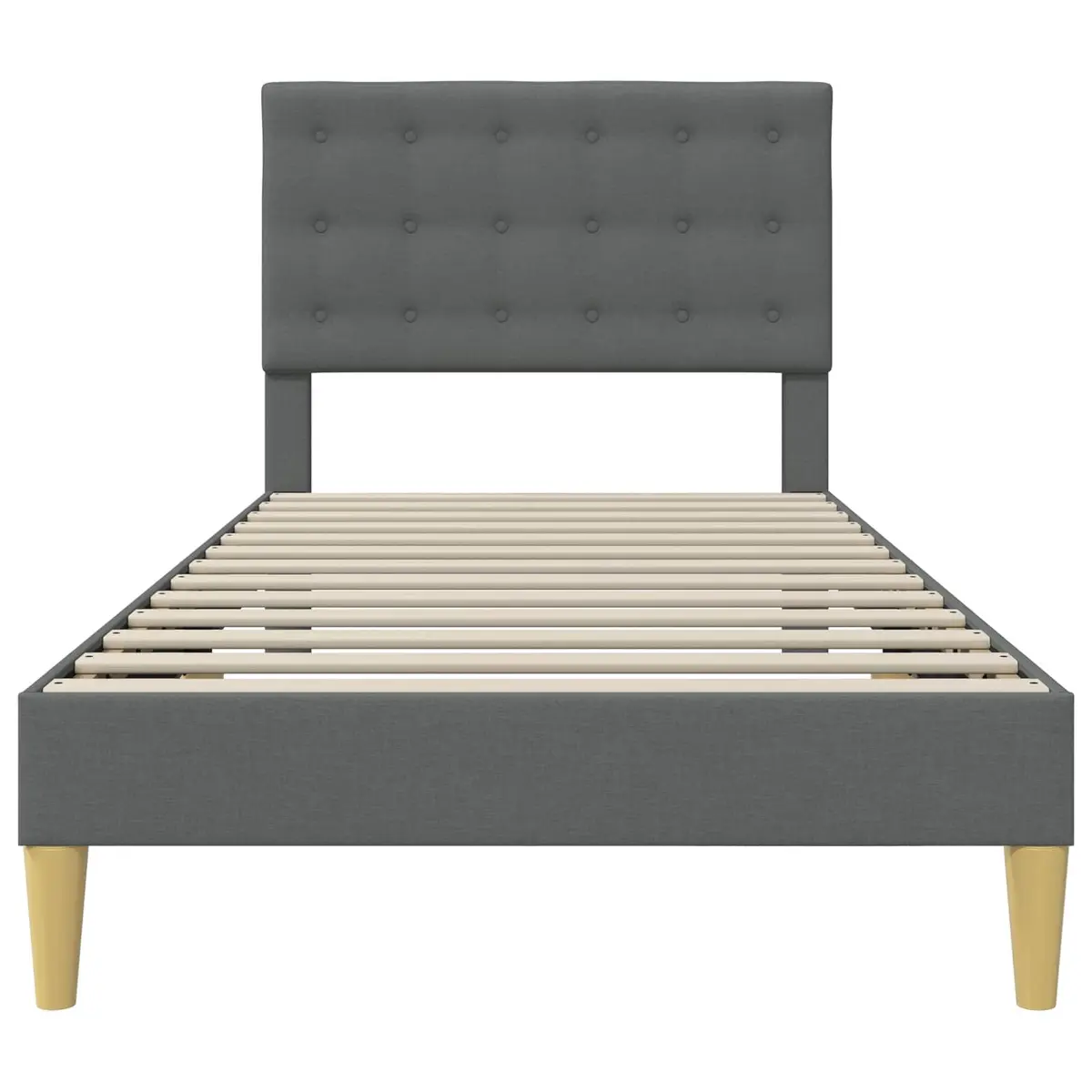 Bed Frame with Headboard Grey 90 x 190 cm Modern Bedroom Furniture Fabric