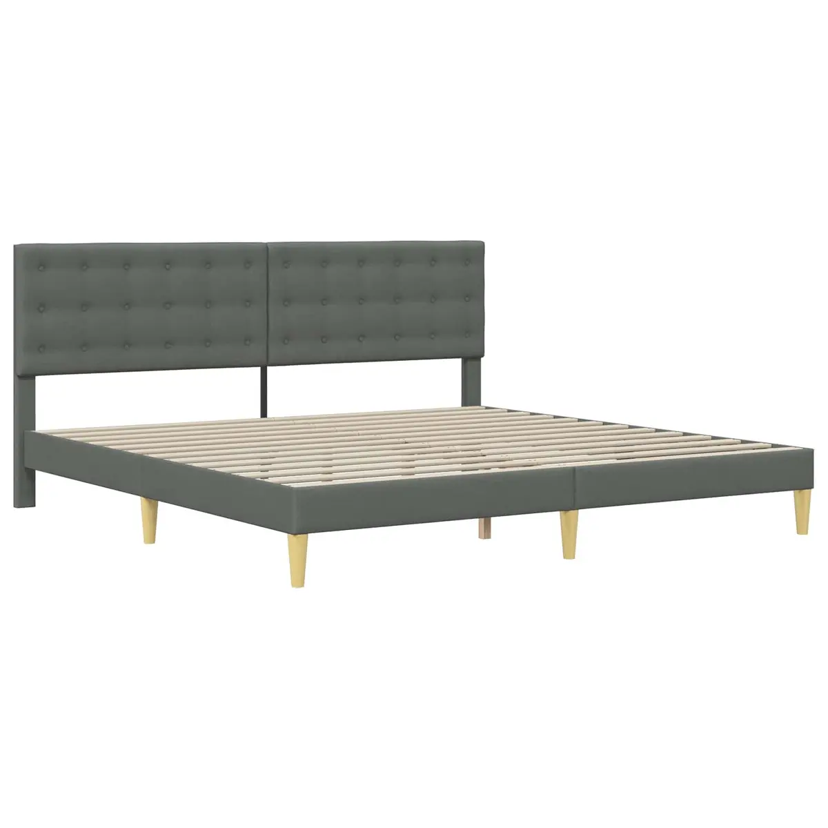 Bed Frame with Headboard Grey 180 x 200 cm Modern Fabric Platform Slatted Base