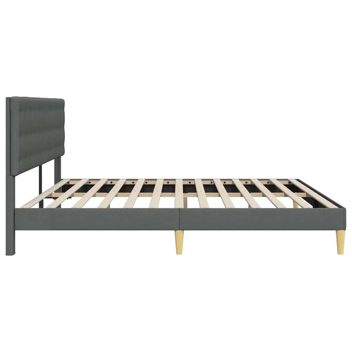Bed Frame with Headboard Grey 180 x 200 cm Modern Fabric Platform Slatted Base