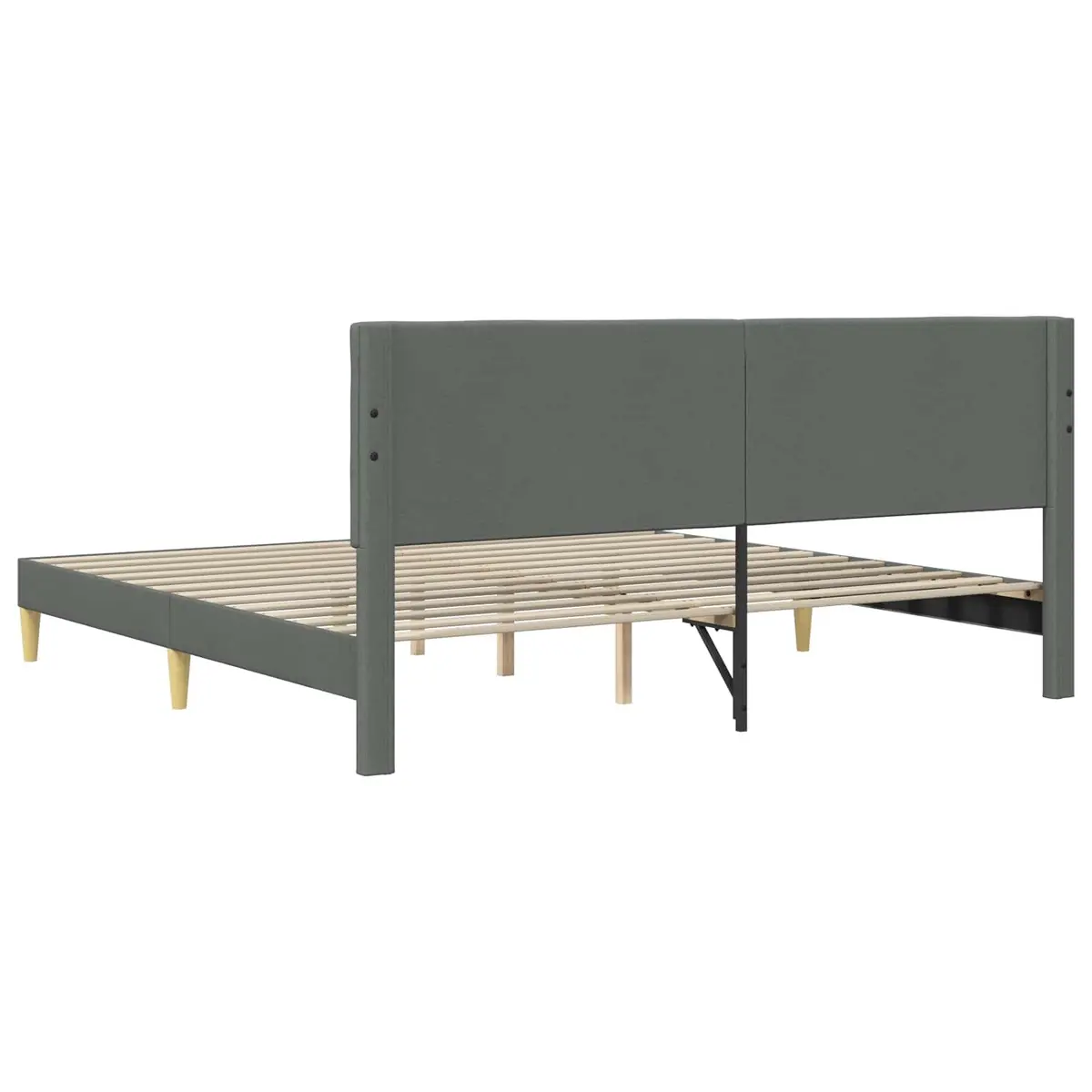 Bed Frame with Headboard Grey 180 x 200 cm Modern Fabric Platform Slatted Base