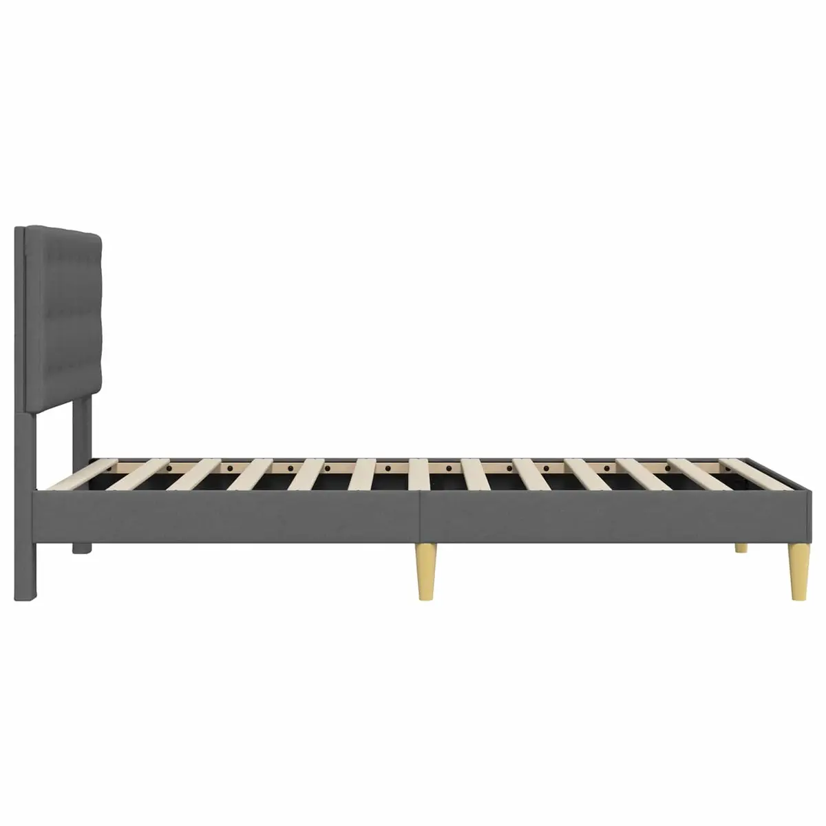 Bed Frame with Fabric Headboard Dark Grey 107 x 203 cm Modern Bedroom Furniture