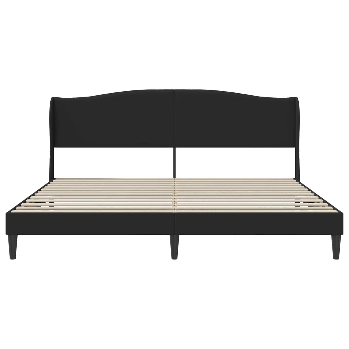 Black Bed Frame with Faux Leather Headboard