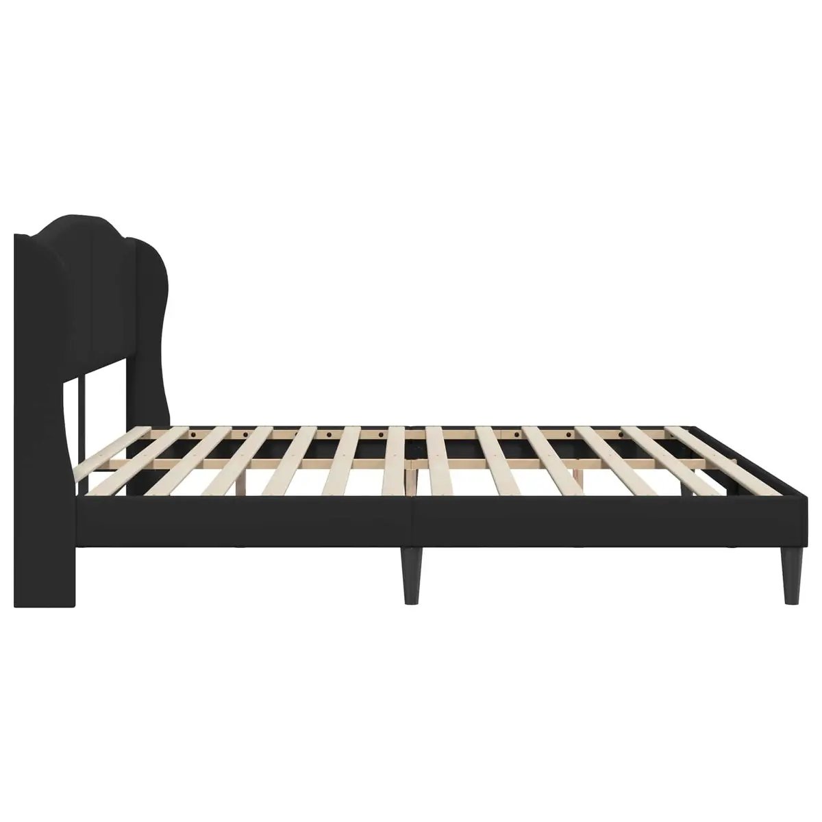 Black Bed Frame with Faux Leather Headboard