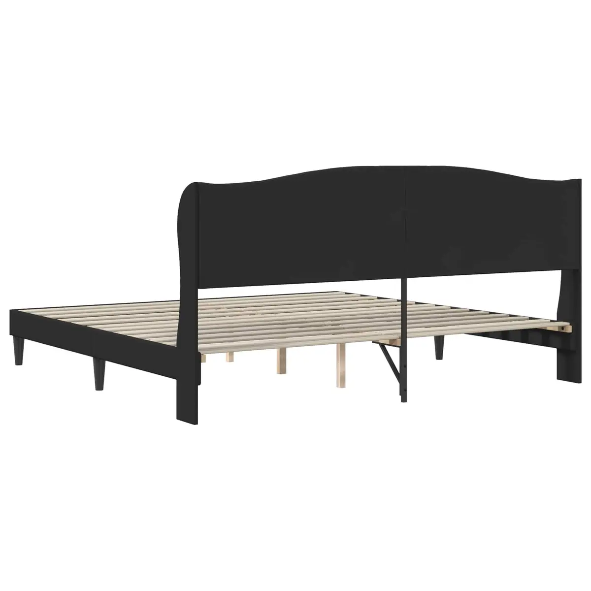Black Bed Frame with Faux Leather Headboard