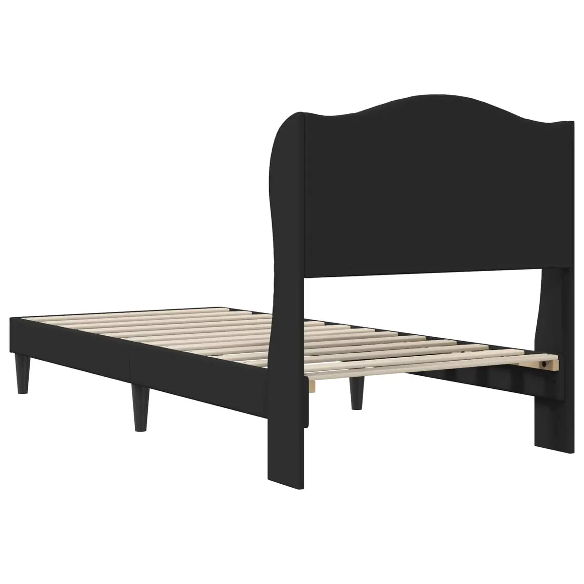 Bed Frame with Headboard Black 107 x 203 cm Modern Bedroom Faux Leather Platform