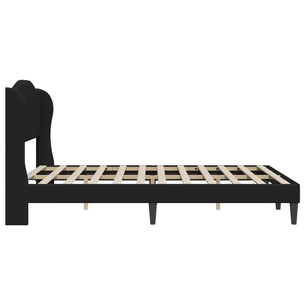 Bed Frame with Headboard Black 137 x 190 cm Faux Leather Modern Bedroom