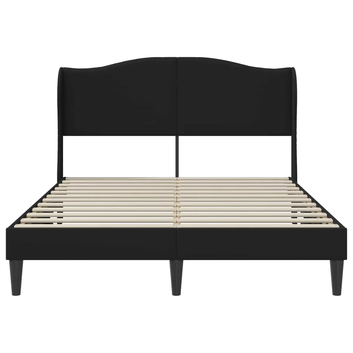 Bed Frame with Headboard Faux Leather Black 152 x 203 cm Modern