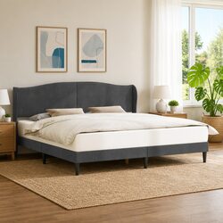 Your New Dark Grey Bed Frame with Velvet Headboard
