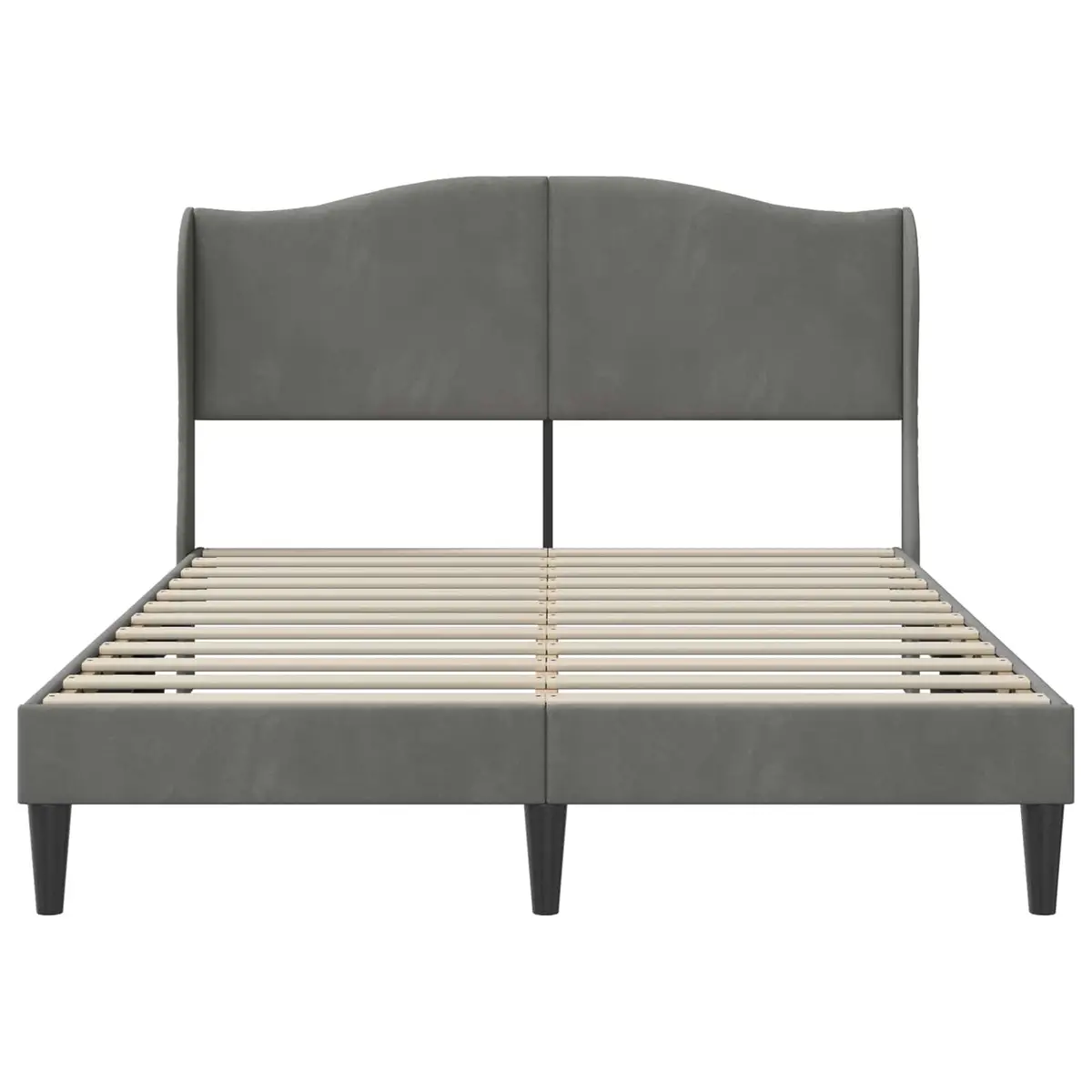 Dark Grey Velvet Headboard Bed Frame