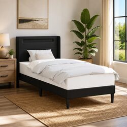 Your New Black Bed Frame with LED Lights - Perfect for Your Space 90 x 190 cm