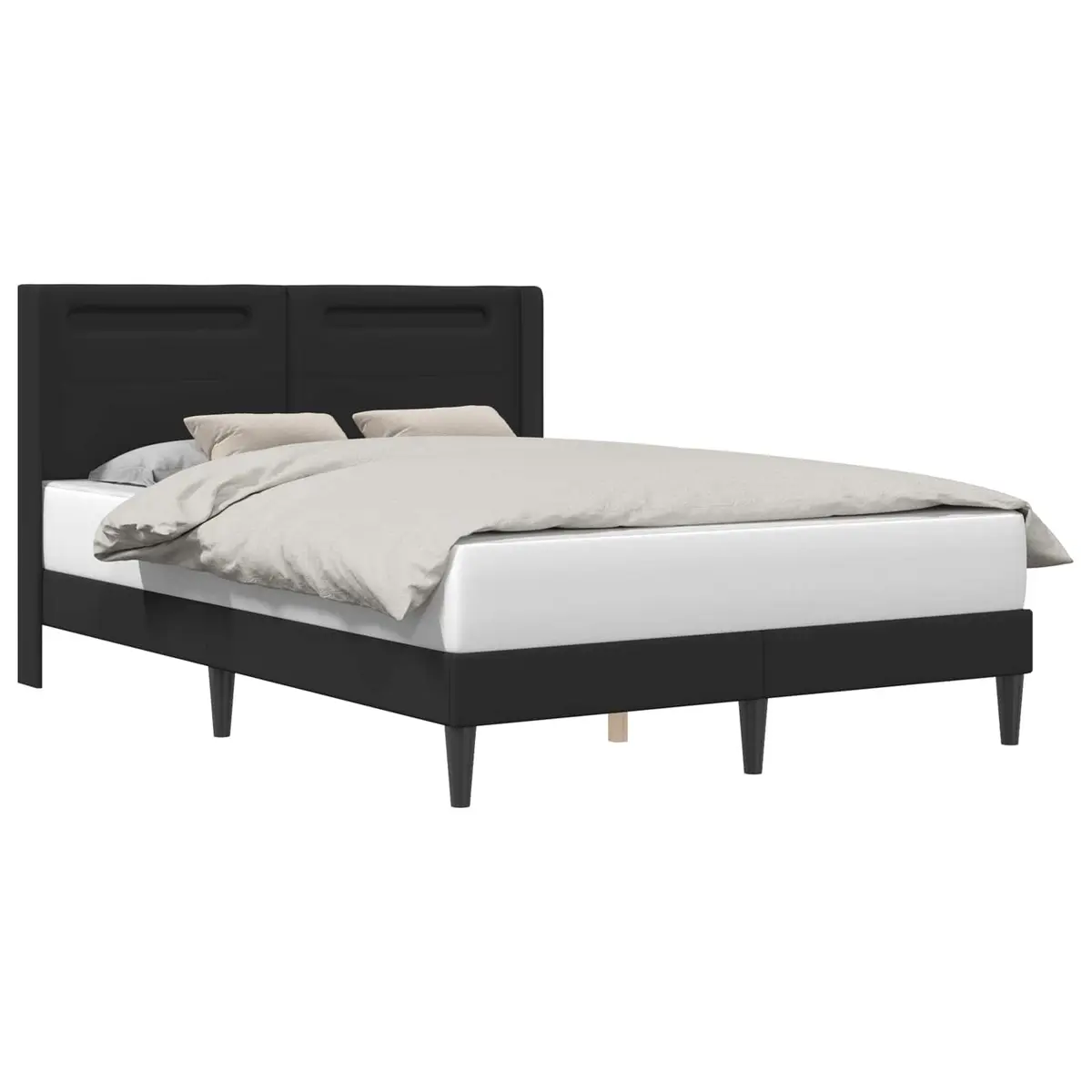 Bed Frame Modern Faux Leather with LED Strip Lights USB 137 x 190 cm