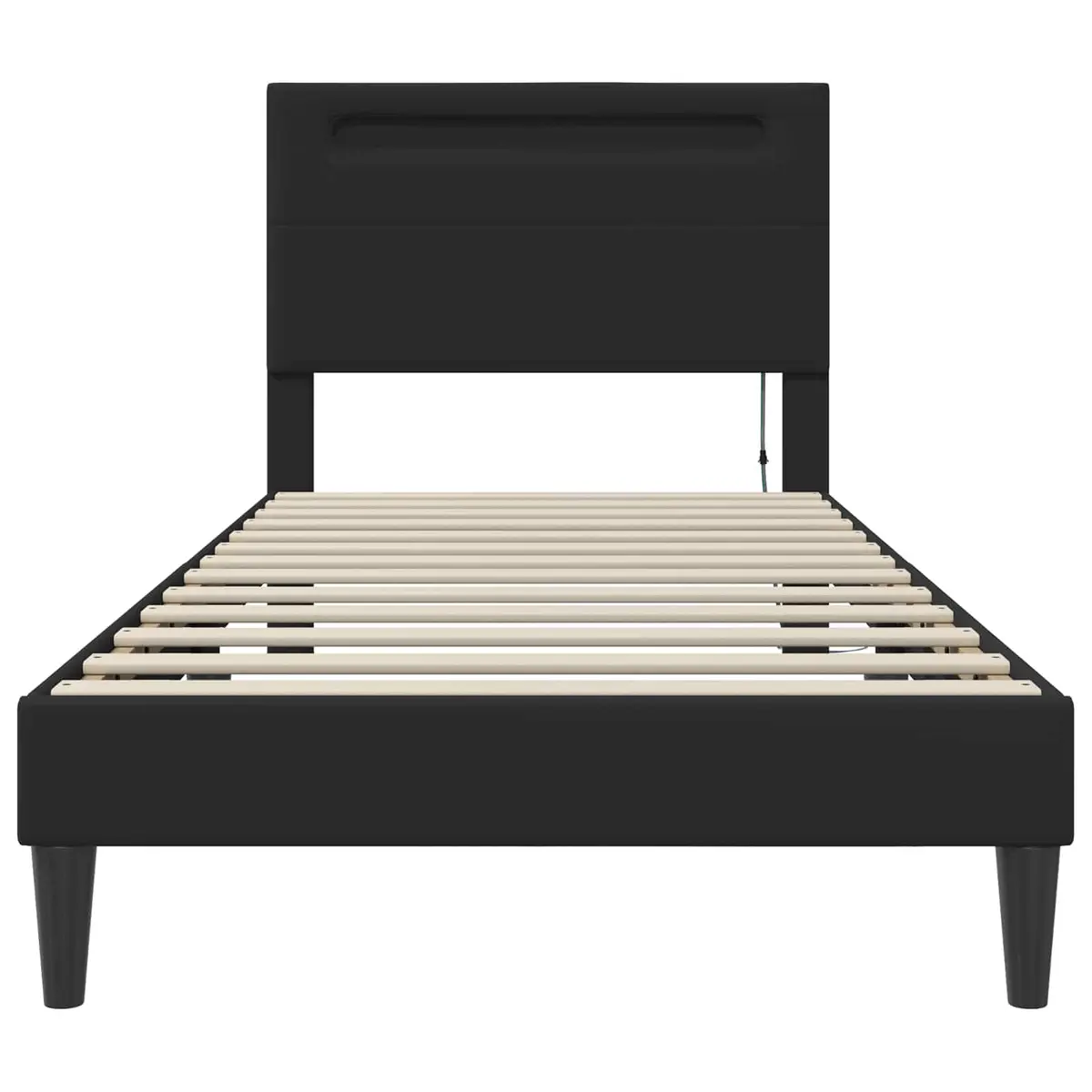 Bed Frame with LED Strip Lights Black Faux Leather Headboard 90 x 190 cm