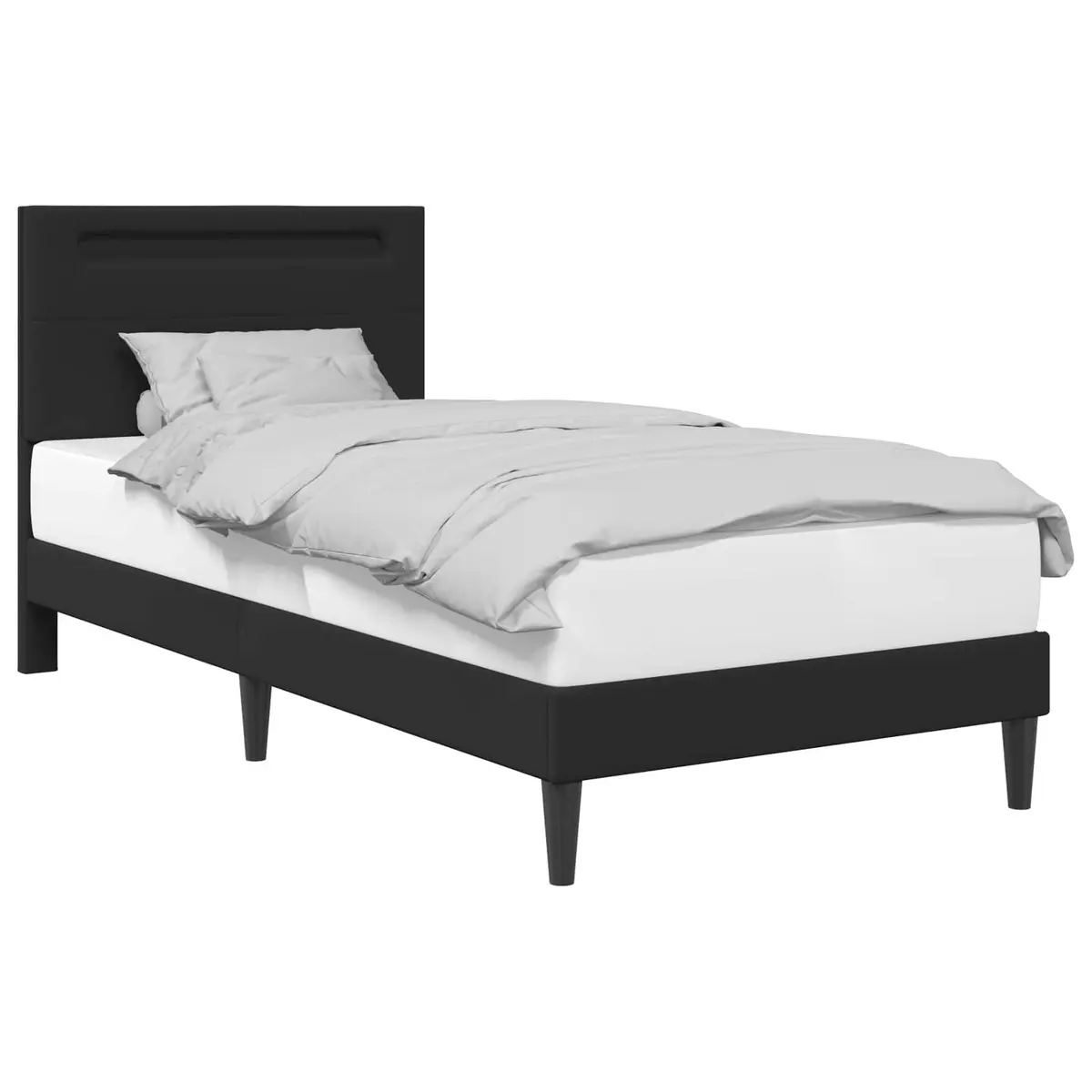 Black Bed Frame Modern Faux Leather with Integrated LED Strip Lights 107 x 203 cm