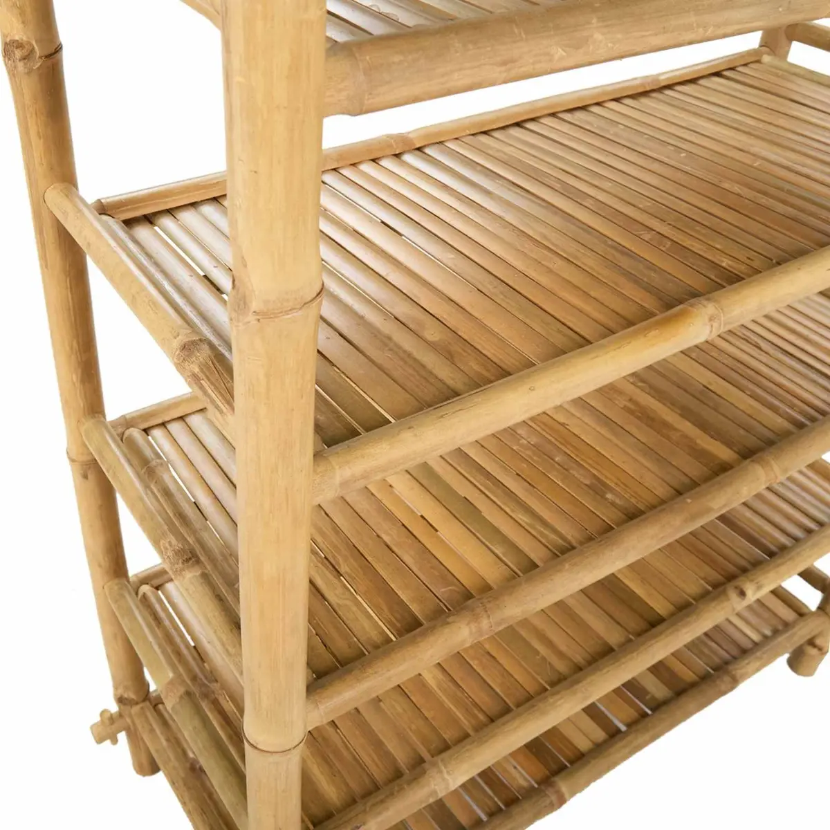 6-Tier Bamboo Shoe Rack Natural Brown Rectangular Storage Organiser